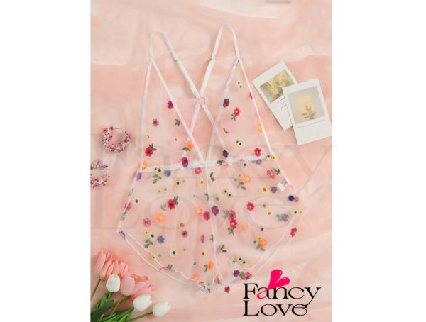 Body teddy floral con bordado floral - SHEIN