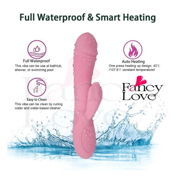 Vibrador Dildo Rabbit - Rosa 23 cm - Calentamiento Smart